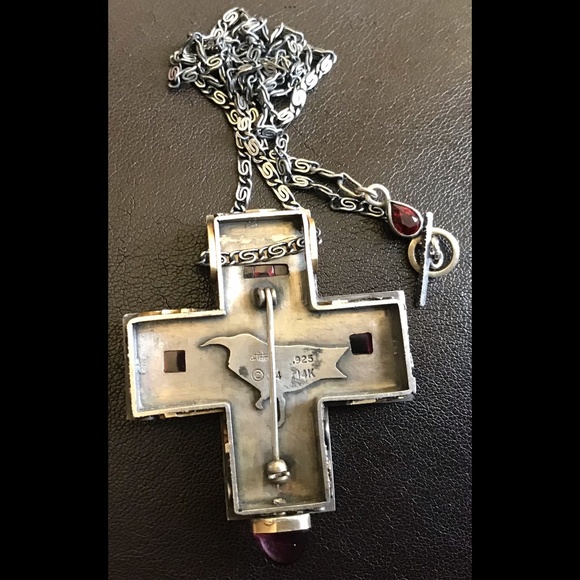 Diane Tintor (Artisan) Gemstone Raven on Ionic Column Necklace/Brooch - Picture 2 of 4